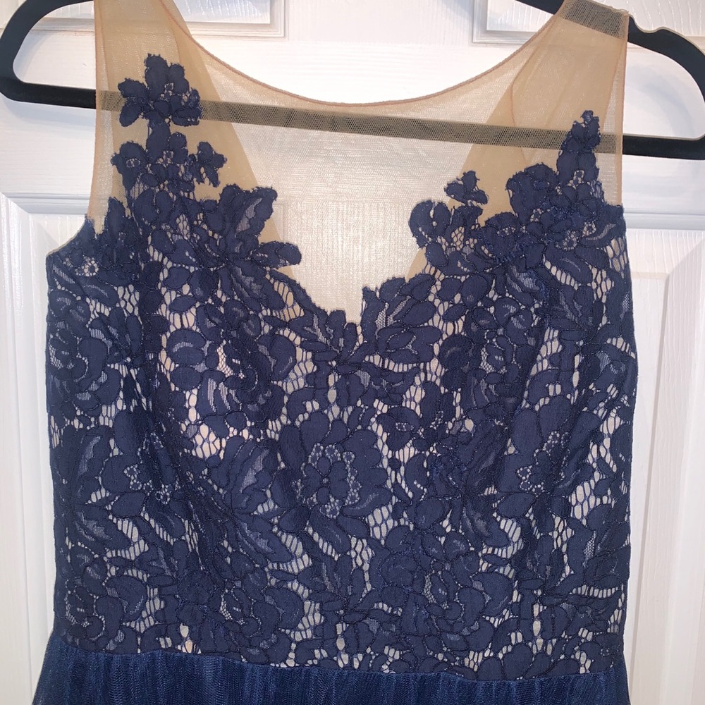 Jasmine Blue Sleeveless Illusion Neckline Gown - Picture 4 of 9